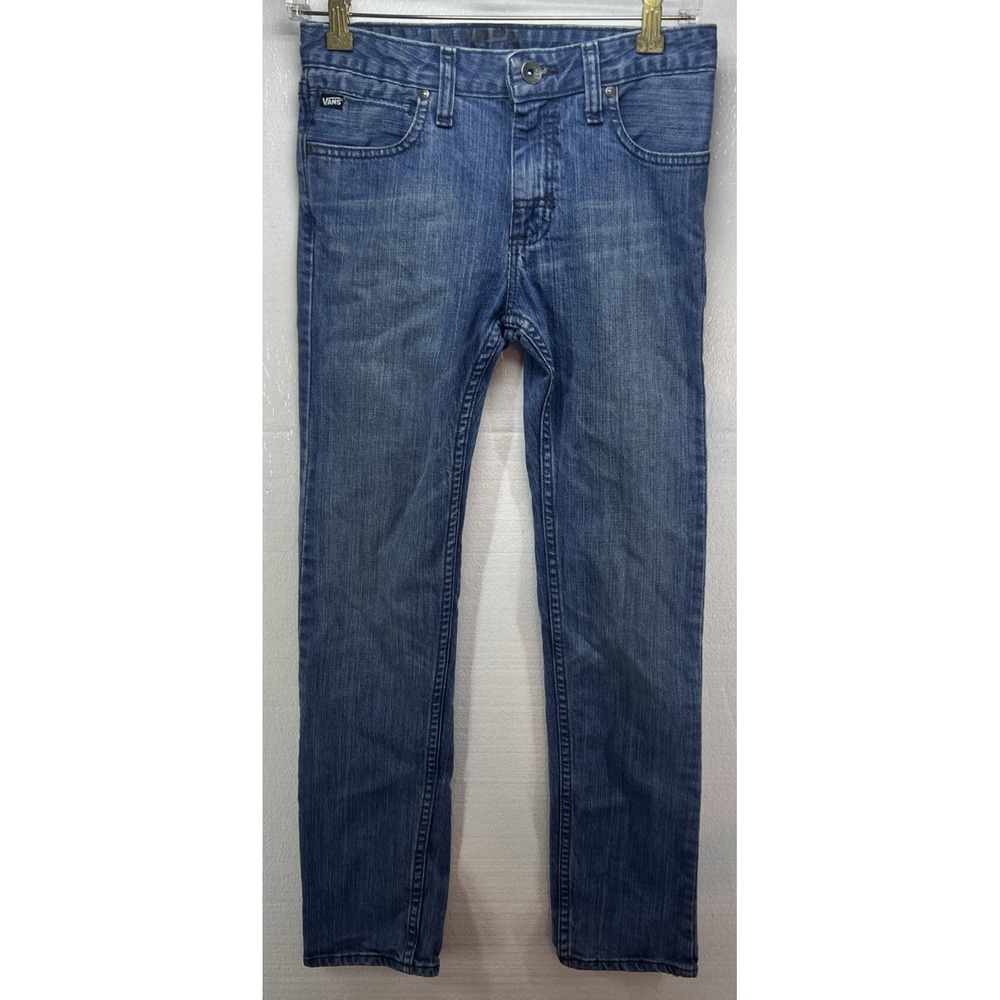 VANS Jeans Size 14 Youth Straight Stretch Mid Rise Medium Wash Blue Denim